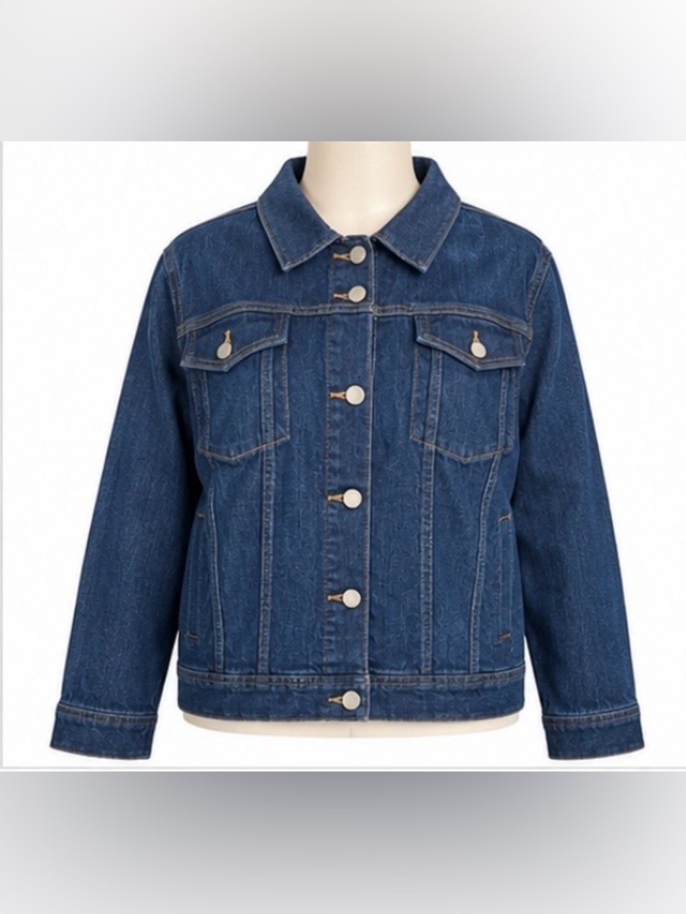 LANDSEND Classic Blue Denim Jean Jacket with Matte Silver Buttons